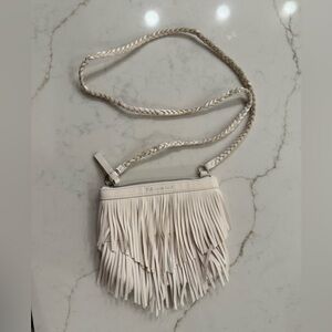 Barely used H&M small Fringed Cream Crossbody Bag with braided shoulder strap